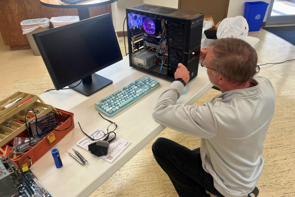 Man working on a computer