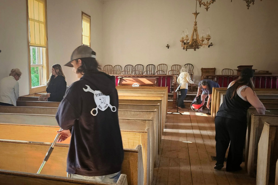 Cleaning a church