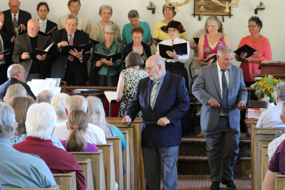 Taking up the offering in a church service