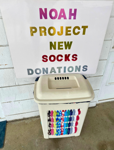 Bin for sock donations