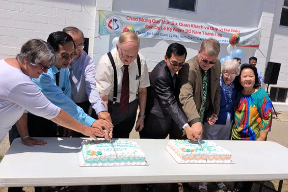 Church leaders celebrating anniversary