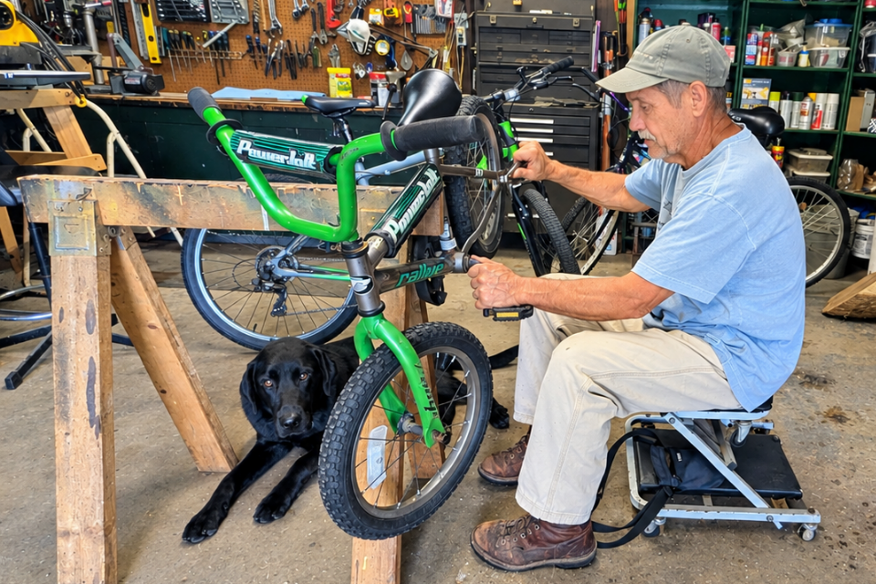 Man fixing a bicycle