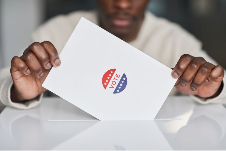 Man casting his ballot